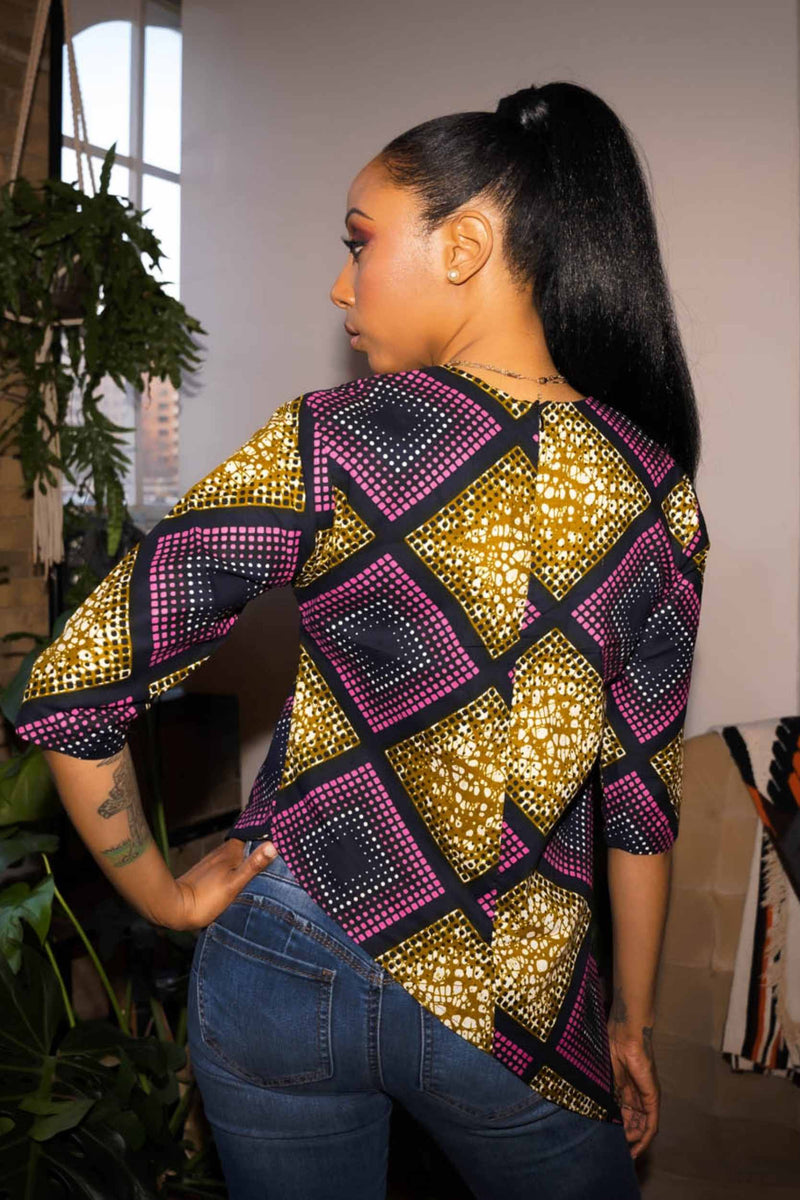 Jeans with african print on sale tops