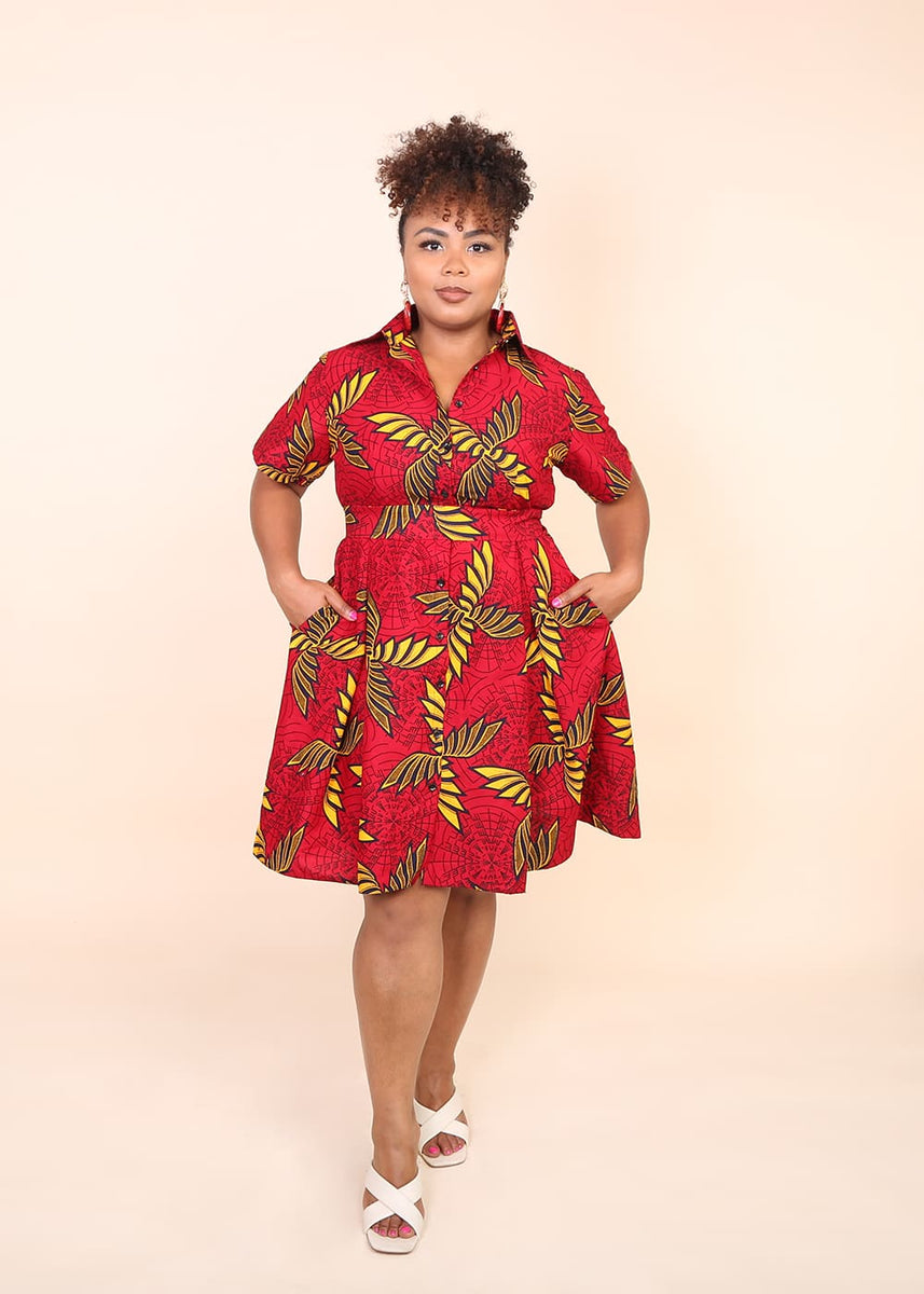 Lenia African Print Shirt Dress (Orange) - Kejeo Designs – KEJEO DESIGNS