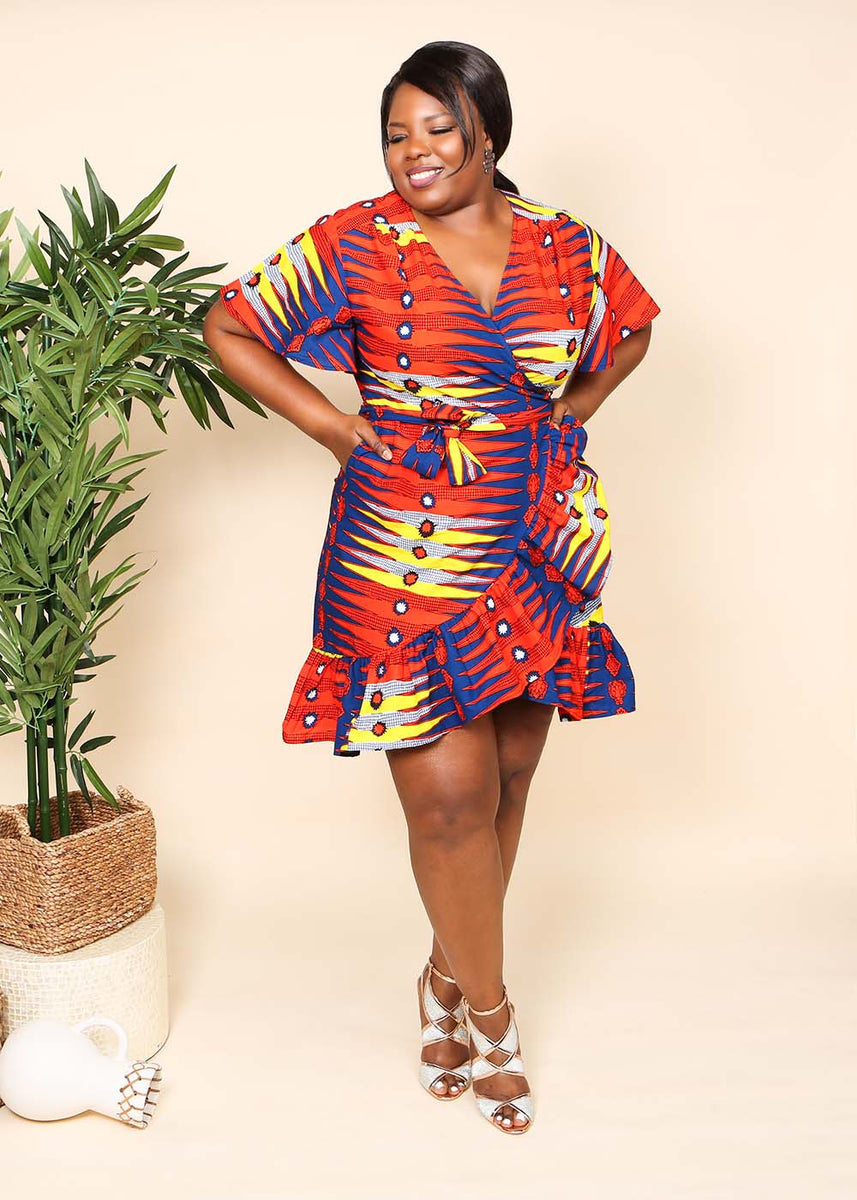 African print wrap dress hotsell