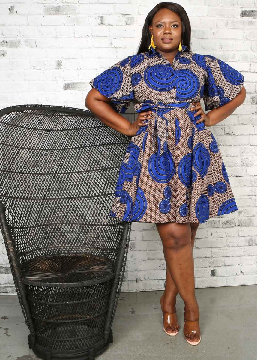Sabrina Short Sleeve Flared African Print Dress For Women- African Dre –  KEJEO DESIGNS