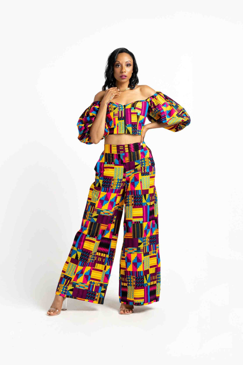 African print crop on sale top and pants