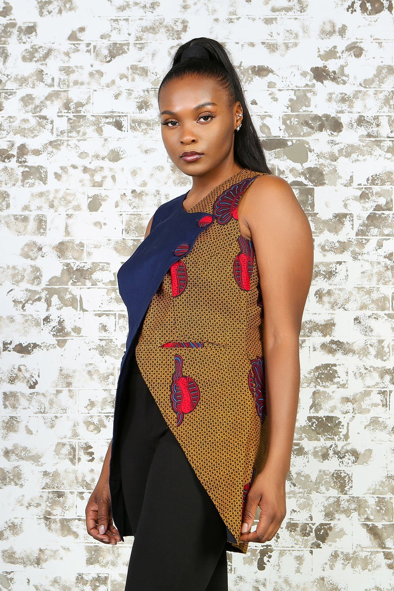 African print cheap vest