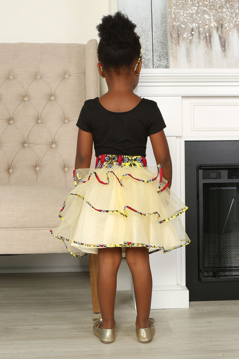 TESI AFRICAN PRINT GIRLS TIERED TULLE SKIRT KEJEO