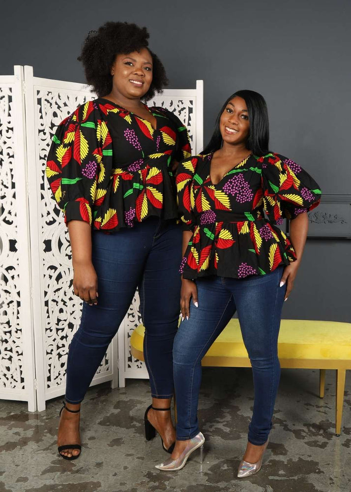Black African Tops for women- African Clothing Women- Kejeo