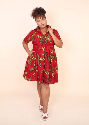Bintah African Dress. Red African Print Shirt Dress- Kejeo Designs – KEJEO  DESIGNS