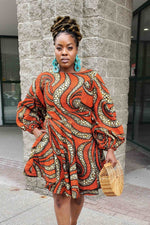 Kiram African Dress. Red African Print Shirt Dress- Kejeo Designs