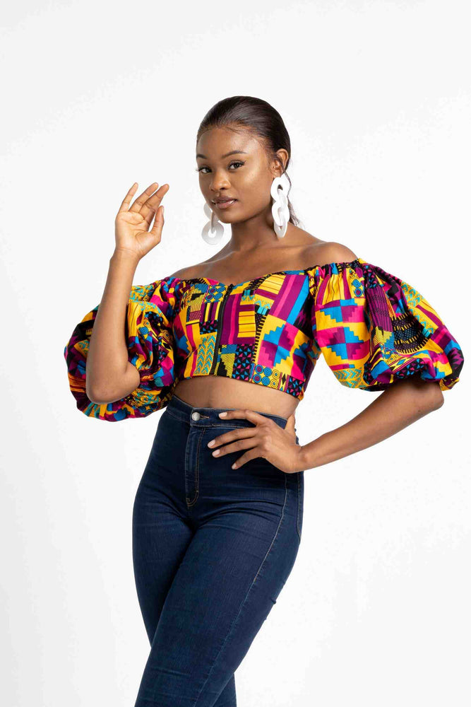ALISA African Print Crop Top for Women