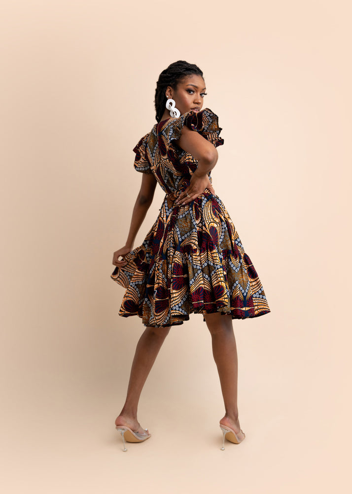 Kiram African Dress. Red African Print Shirt Dress- Kejeo Designs